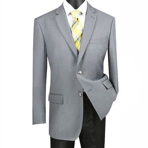 Men's Dress Blazer w/2 Silver Color Buttons-Medium Gray